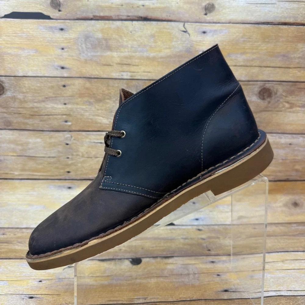 Clarks Bushacre 3 Mens Size 10 M Dark Brown Beewax Leather Chukka Desert Boots